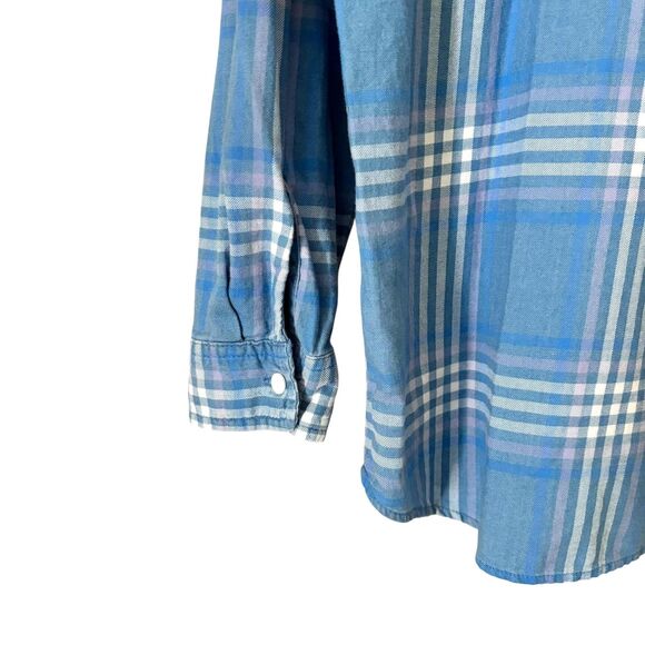 Art Class Shirt Girls Large 10/12 Blue Plaid Long Sleeve Button Front Pocket Top - Picture 4 of 7